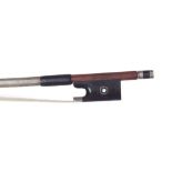German silver mounted violin bow attributed to Richard Oertel, stamped Paganini, the stick
