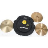 Pair of Paiste 505 medium Hi-Hat cymbals; together with a Paiste Formula 602 15" Hi-Hat bottom,