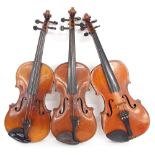 Three old full size violins (3)