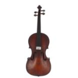 19th century violin labelled San Serafin..., 14 3/16", 36cm