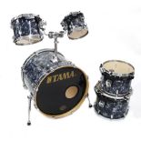 Tama Starclassic five piece drum kit, made in Japan, gunmetal oyster finish, comprising 22" bass