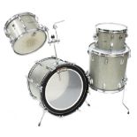1960s Rogers four piece drum kit, silver sparkle finish, comprising 20" kick drum, 16" floor tom,