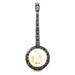 1920 Cammeyer Vibrante five string zither banjo, made in England, ser. no. 4776-140, with 9" skin