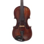 Late 19th century French violin of the Caussin School, 14 1/16", 35.70cm, bow, case