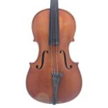 Violin labelled Umberto de Stefano Roma 1947, the one piece back of plain wood with similar wood