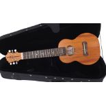 Kaloha V-6 six string tenor ukulele, within a compressed foam case