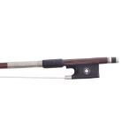 French silver mounted violin bow stamped J. Martin (probably for C.N. Bazin), the stick round, the