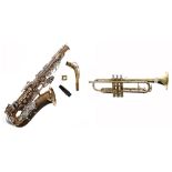 Bundy Selmer alto saxophone, with mouthpiece and crook, cased; also a King Cleveland brass