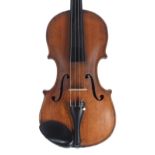 Violin labelled Claude Lorraine Heskett, Violin Maker, Omaha, M.E.B January 1911, 14 3/16", 36cm,