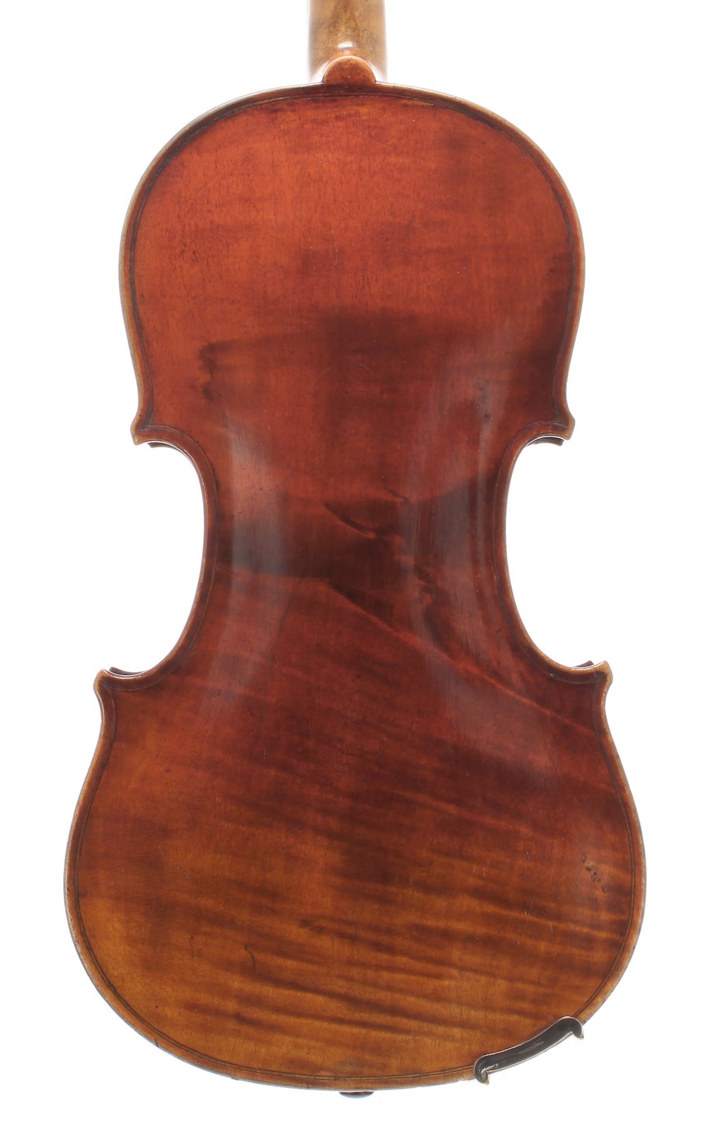 English violin of the Furber School, unlabelled, the one piece back of plainish wood with broad curl - Image 2 of 3