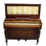 Cottage piano by John Broadwood & Sons, London, c1830, the case of mahogany with ebony stringing,