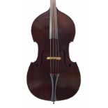 Old German double bass Overall length, 74 1/2", length of back 45", vibrating string length 41 1/2"