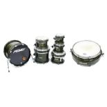 Peavey Radial Pro 1000 drum kit, green finish, comprising 22" kick drum, 16" rack tom, 14" rack tom,