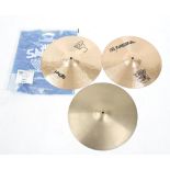 Paiste Alpha 16" crash cymbal; together with a Meinl Cast Bronze Classics 15" medium crash cymbal