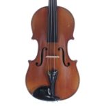 French violin labelled Jean Renard a Rennes, no. 376, 1906, 14 1/8", 35.90cm