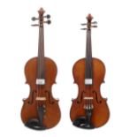 German half size violin labelled 'The Nicolaus Bernhardt Violin'...., 12.5", 31.80cm; also a