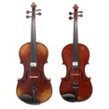 Good contemporary viola, 15 13/16", 40.20cm, case; also another contemporary viola labelled