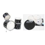 Vintage Premier drum kit, black pearl finish, comprising 20" kick drum, 16" floor tom, 14" rack