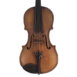 Late 19th century double purfled violin labelled Remenyi Miraly... Budapest, 14 1/4", 36.20cm