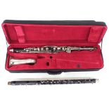 Bass ebonite clarinet by Selmer Bundy, to low Eb, case (repaired)