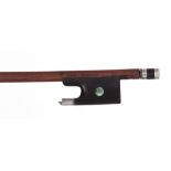 French silver mounted violoncello bow stamped Ch. Husson á Paris, the stick round, the ebony frog