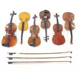 Contemporary viola; also five old full size violins and three bows