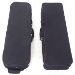 Two good modern oblong violin cases, with outer zipper covers (2)
