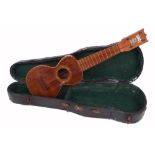 Hawaii Kumalae Gold Award koa wood ukulele, in original case (crack to table)