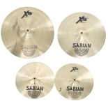 Set of Sabian XS20 cymbals, including 14" Hi-Hats, 16" Rock Crash and 20" Rock Ride