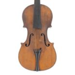 Dresden violin circa 1890 labelled Jacobus Stainer and branded Stainer behind the peg box, 14 3/16",