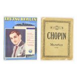 Irving Berlin - vintage song album sheet music book; together with Chopin Mazurkas for Piano,
