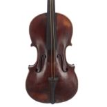 Good Mittenwald violin circa 1890, the two piece back of faint broad curl with similar wood to the