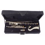 Bass ebonite clarinet by and inscribed Gear4Music, case