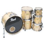 Pearl Masters Studio birch shell six piece drum kit, comprising 22" kick drum, 14" floor tom, 14"