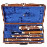 Old bassoon stamped Lewington, London, The Model 61, with two crooks, case