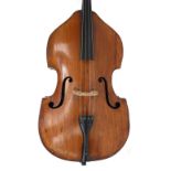 19th century German double bass stamped Heberlein, Markneukirchen to the lower inner back on the