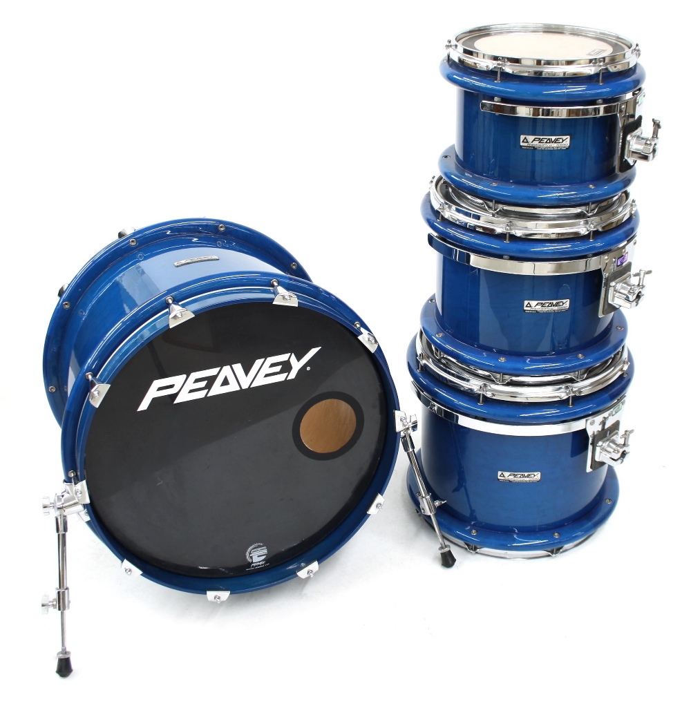 Peavey Radial Pro 1000 four piece drum kit, blue finish comprising 22" kick drum, 16" rack tom, - Image 2 of 3