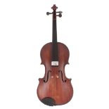 Mid 20th century violin, 14", 35.60cm; also a late 19th century German violin, 13 15/16", 35.40cm