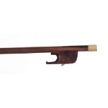 Antique baroque bow, unstamped, the frog plain and with bone adjuster, 57gm (without hair and