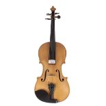 Early 20th century Stradivari copy violin, 14 1/16", 35.70cm, case