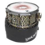 Mapex Black Panther 14" snare drum, hammered brass finish, within a Le Blonde case