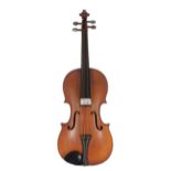 French violin labelled H. Clotelle, 14 1/8", 35.90cm, bow, case