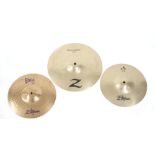 Zildjian Z Custom 12" splash cymbal; together with a Zildjian Avedis A custom 10" splash cymbal