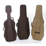 Three various full size hard violoncello cases (3)