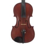 Interesting violin indistinctly labelled Andrea...Alphonse...Newbury & London, no. 321, 1888, the