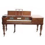 Square piano by John Broadwood & Sons, London, c1835, the mahogany case with rounded front