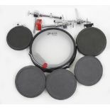 Selection of electronic drum trigger pads including a 12" Zed drum with mesh head, a Roland PD6, a