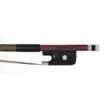 German silver mounted violoncello bow by and stamped G. Steinel, the stick octagonal, the ebony frog