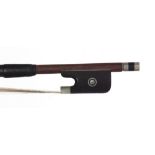 German nickel mounted violoncello bow by and stamped W.R. Schuster, 76gm