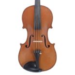 French violin by and lableled Lutherie Artistique, Jean Baptiste Colin, annee 1907, the two piece